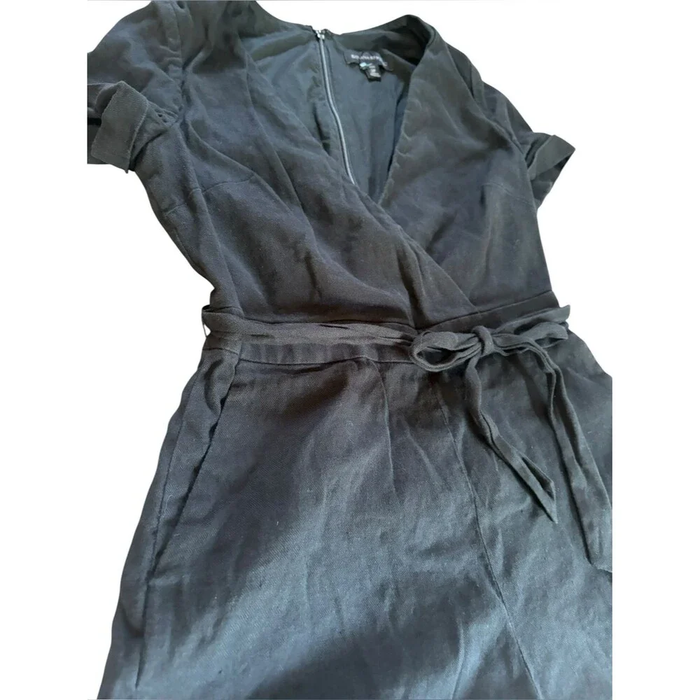 Banana Republic Black Linen Cotton Blend Romper Womens Size 2 Petite